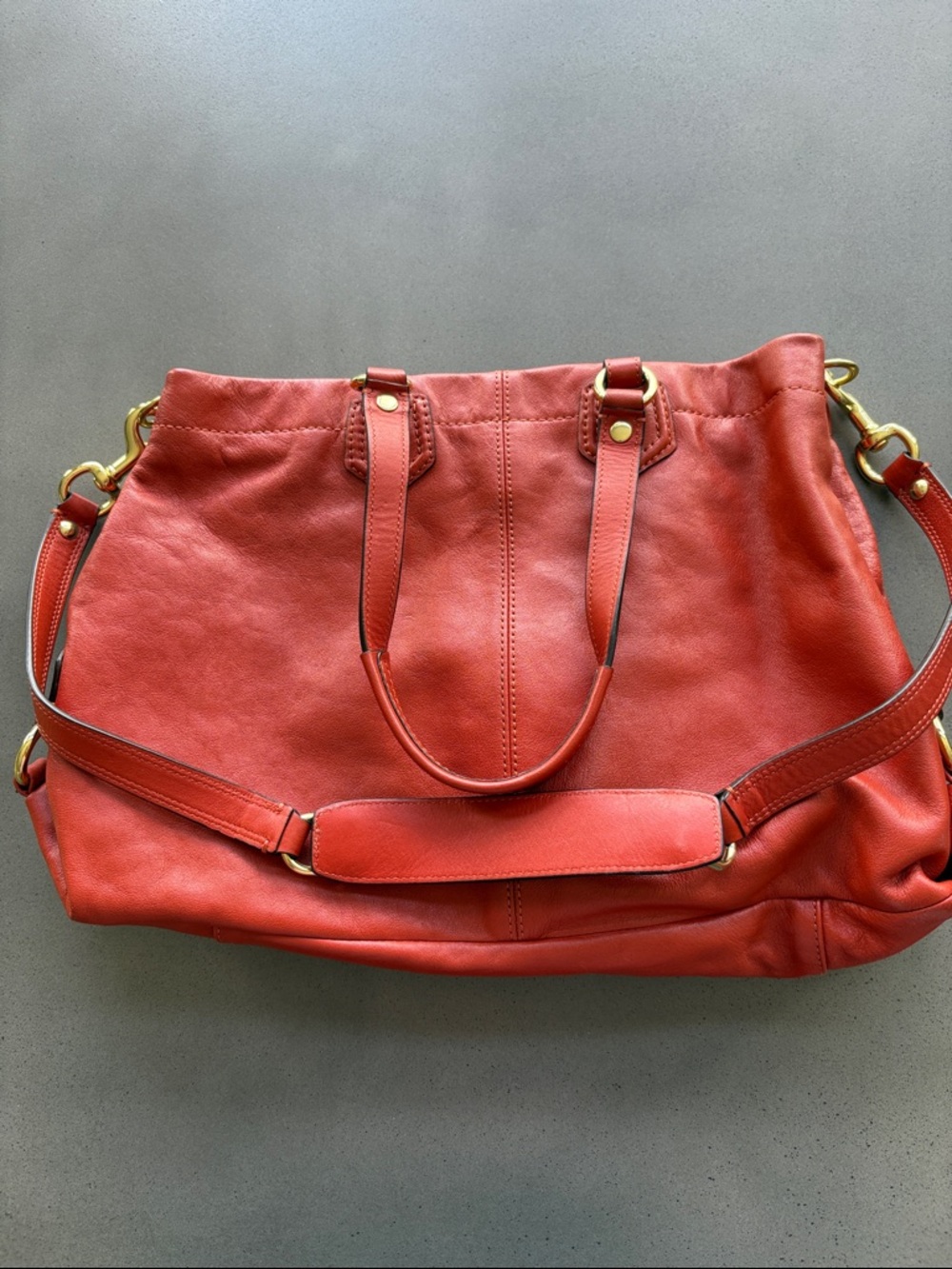 Coach Burnt Orange Leather Ashley Carryall Purse - Picture 12 of 17
